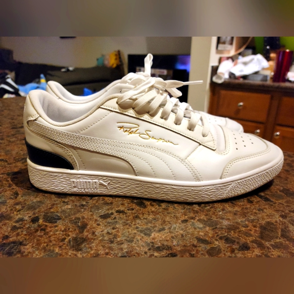 White and blue Ralph Sampson Puma size 12